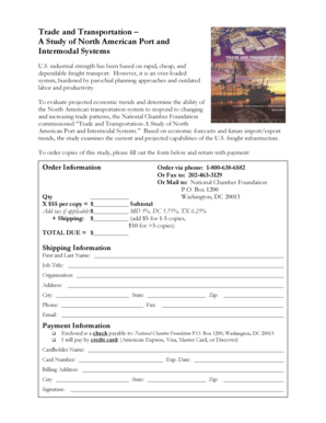 Trade and Transportation Study Order Form