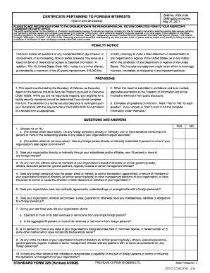 Certificate Pertaining to Foreign Interests