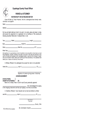 Ohio Watercraft Power of Attorney