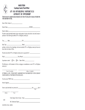 Ohio ATV Ownership Affidavit