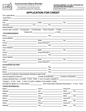 Application for Credit