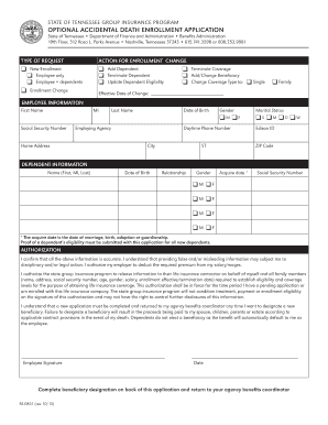 Tennessee Group Insurance Enrollment Form