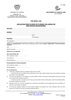 Application Form to Grant or to Renew the License for Seed ...