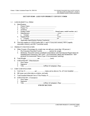 LEED New Product Content Form