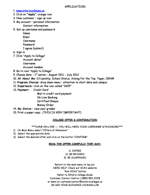 Ontario College Application Form