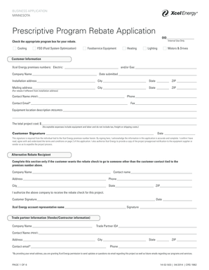 Minnesota Prescriptive Program Rebate Application