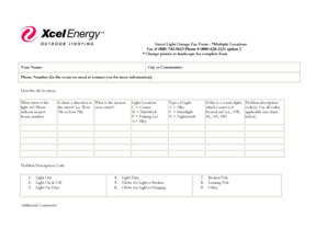 Street Light Outage Fax Form