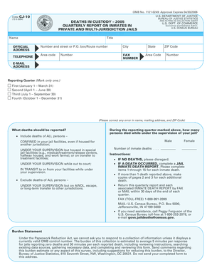 Form CJ-10 Deaths in Custody Report