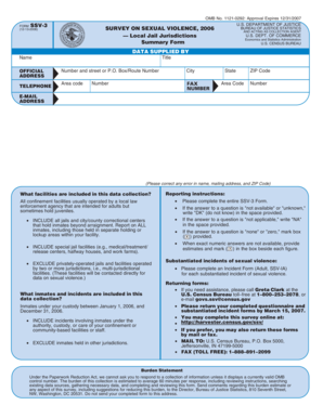 US Department of Justice Survey on Sexual Violence Form SSV-3