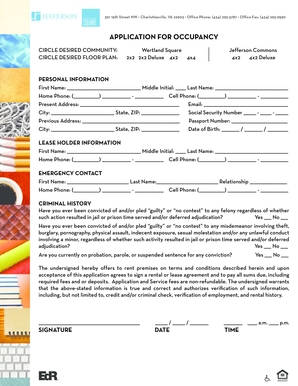 Application for Occupancy