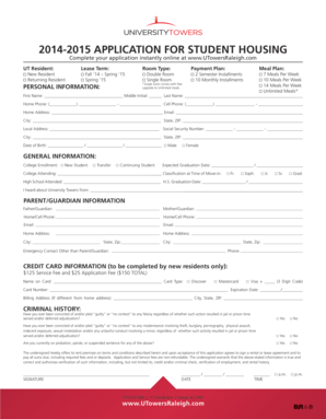 Student Housing Application Form