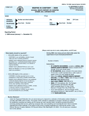 US Department of Justice Deaths in Custody Report