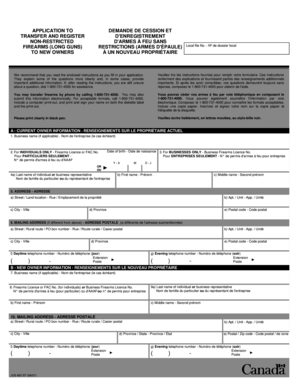 Canada Firearms Transfer Application
