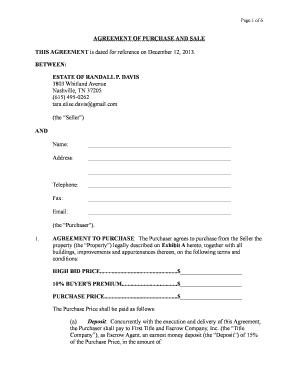 Purchase and Sale Agreement