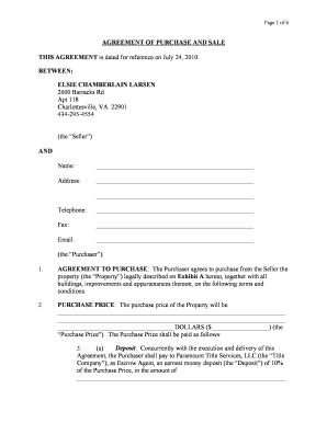 Agreement of purchase and sale form for private sale - THIS AGREEMENT is dated for reference on July 24, 2010