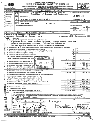 Form 990 Tax Exempt Organization Return