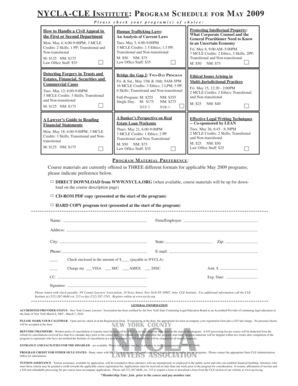NYCLA CLE Institute Program Schedule