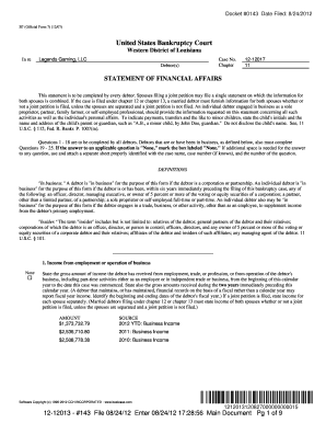 Official Form 7 Statement of Financial Affairs