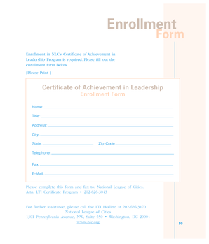 Certificate of Achievement in Leadership Enrollment Form - National ... - nlc