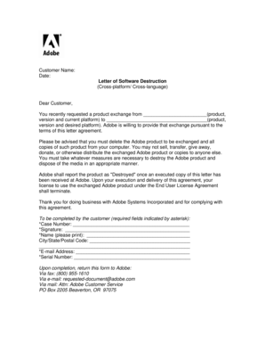 Adobe Letter of Software Destruction