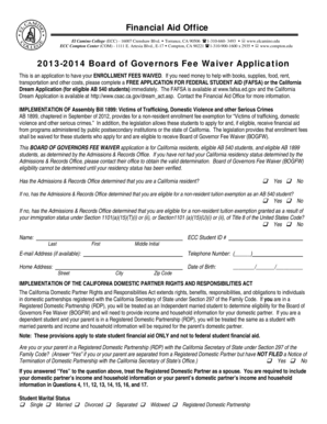 California Board of Governors Fee Waiver Application