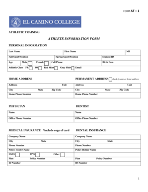 Athlete Information Form