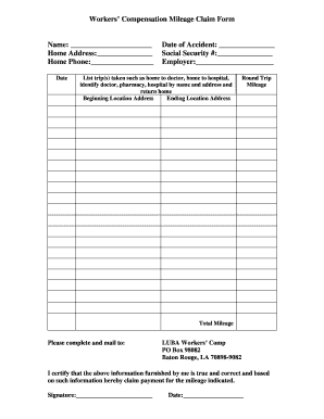 Workers’ Compensation Mileage Claim Form