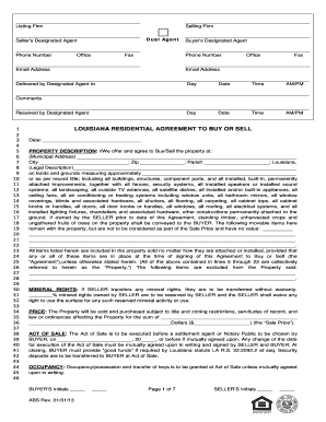 Louisiana Residential Agreement to Buy or Sell