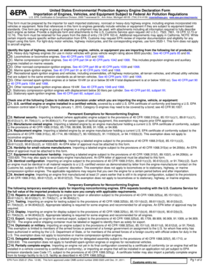 US EPA Engine Declaration Form
