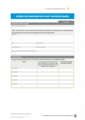 Court Validated Marks License Declaration