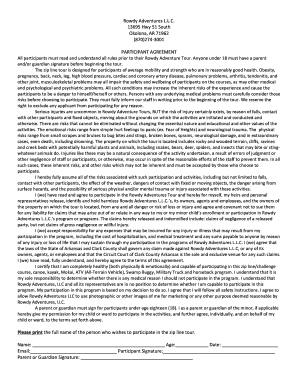 Rowdy Adventures Participant Agreement