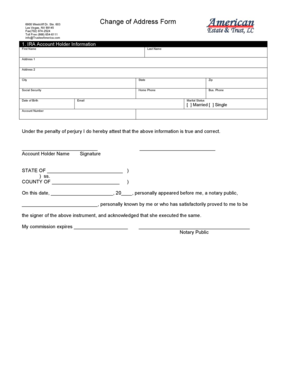 IRA Account Holder Change of Address Form