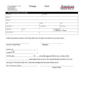 IRA Account Holder Change Request Form