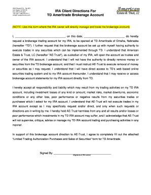 IRA Brokerage Account Request Form