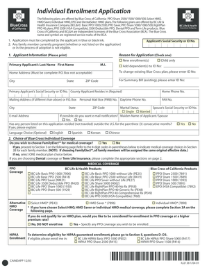 California Individual Health Insurance Application