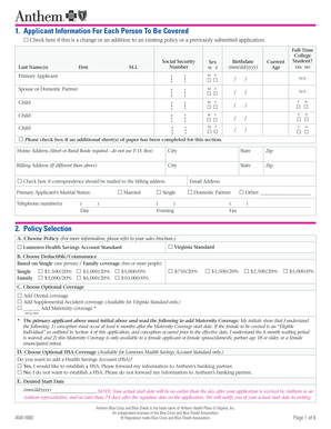 Virginia Health Insurance Application Form