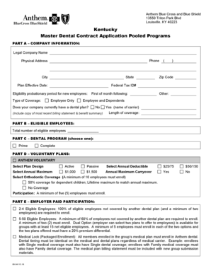 Anthem Blue Cross Dental Contract Application