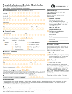 Prescription Drug Reimbursement Form