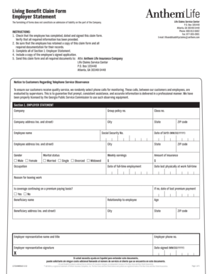 Living Benefit Claim Form