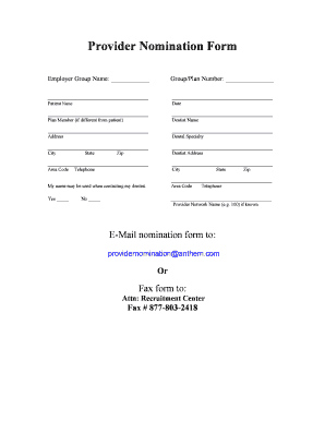Provider Nomination Form