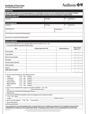 Continuity of Care Form