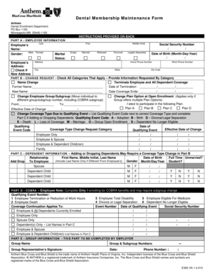 Dental Membership Maintenance Form