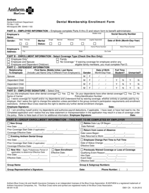 Anthem Dental Membership Enrollment Form