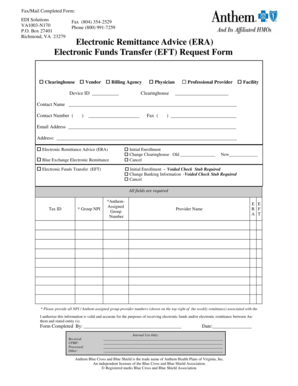 Electronic Funds Transfer Request Form