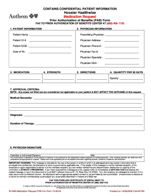 Hoosier Healthwise Medication Request Form