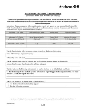 Psychotherapy Notes Authorization Form