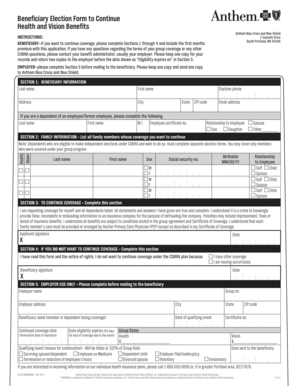 Beneficiary Election Form for Health and Vision Benefits