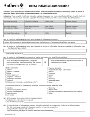 HIPAA Individual Authorization Form