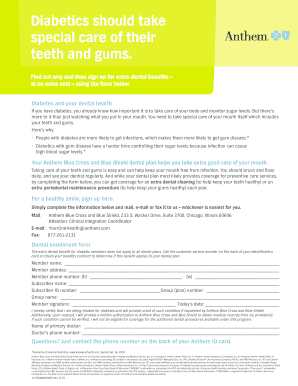 Diabetic Dental Benefits Enrollment Form
