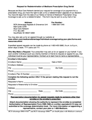 Request for Redetermination of Medicare Prescription Drug Denial